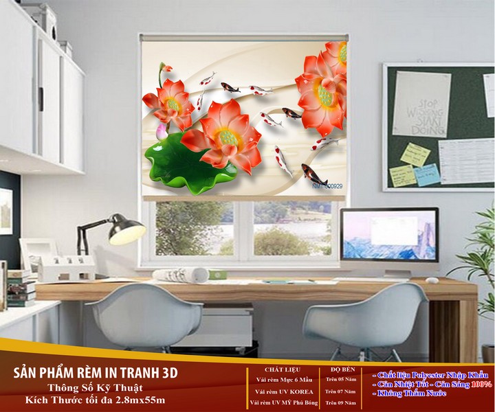 Rèm cuốn in tranh cản nắng 100% cho cửa sổ chung cư - Hình ảnh 2