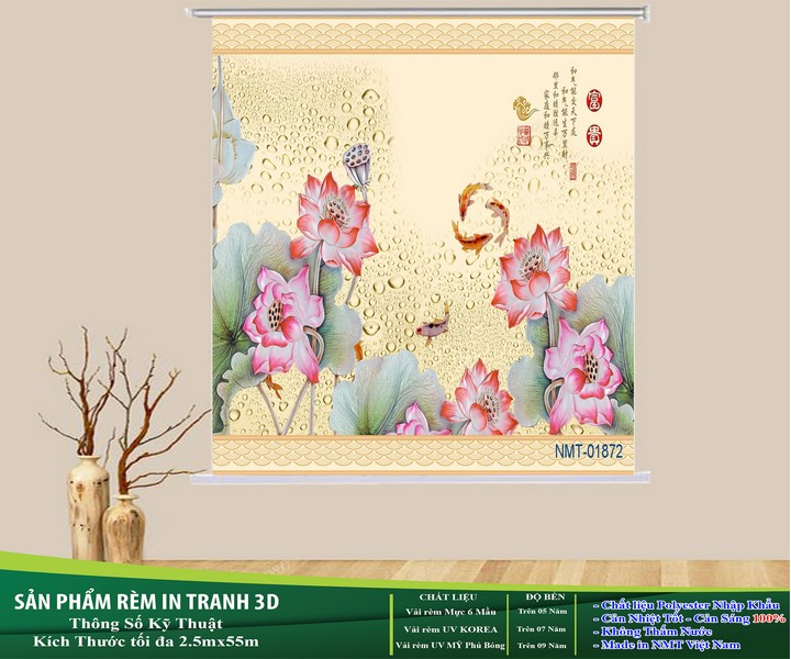 Rèm cuốn in tranh cản nắng 100% cho cửa sổ chung cư - Hình ảnh 3