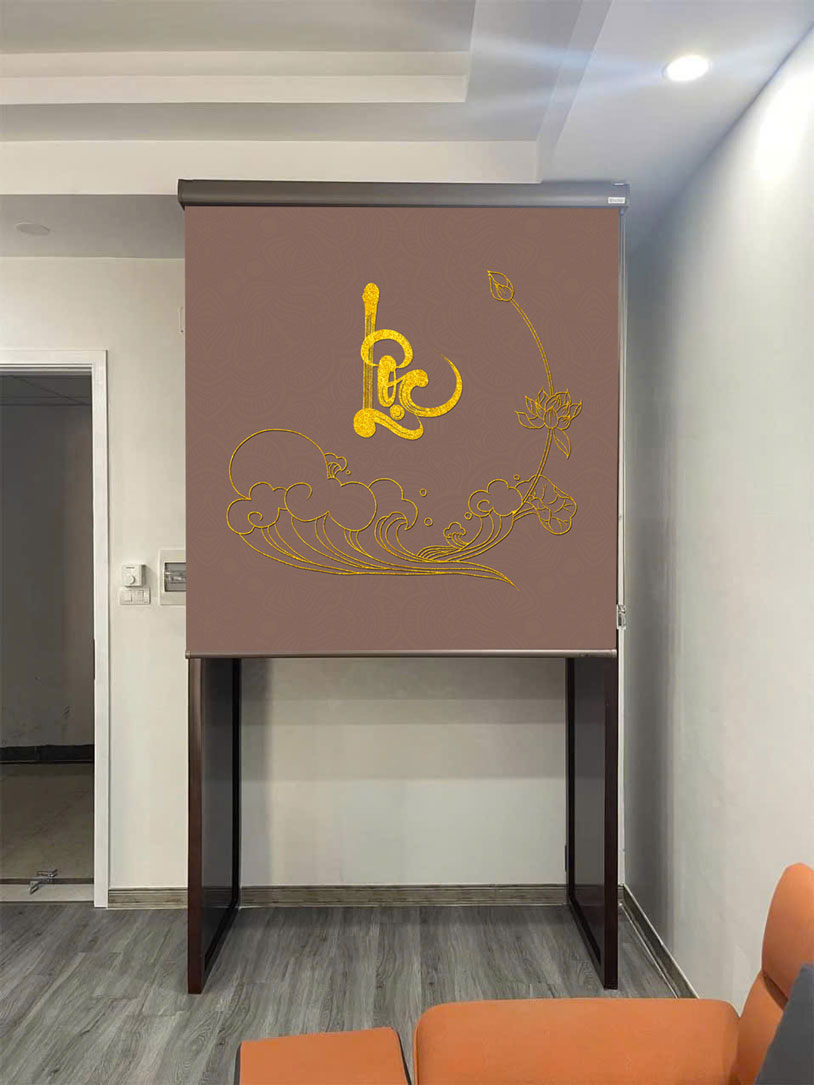 Rèm che bàn thờ đẹp in họa tiết hoa sen -RBT3047