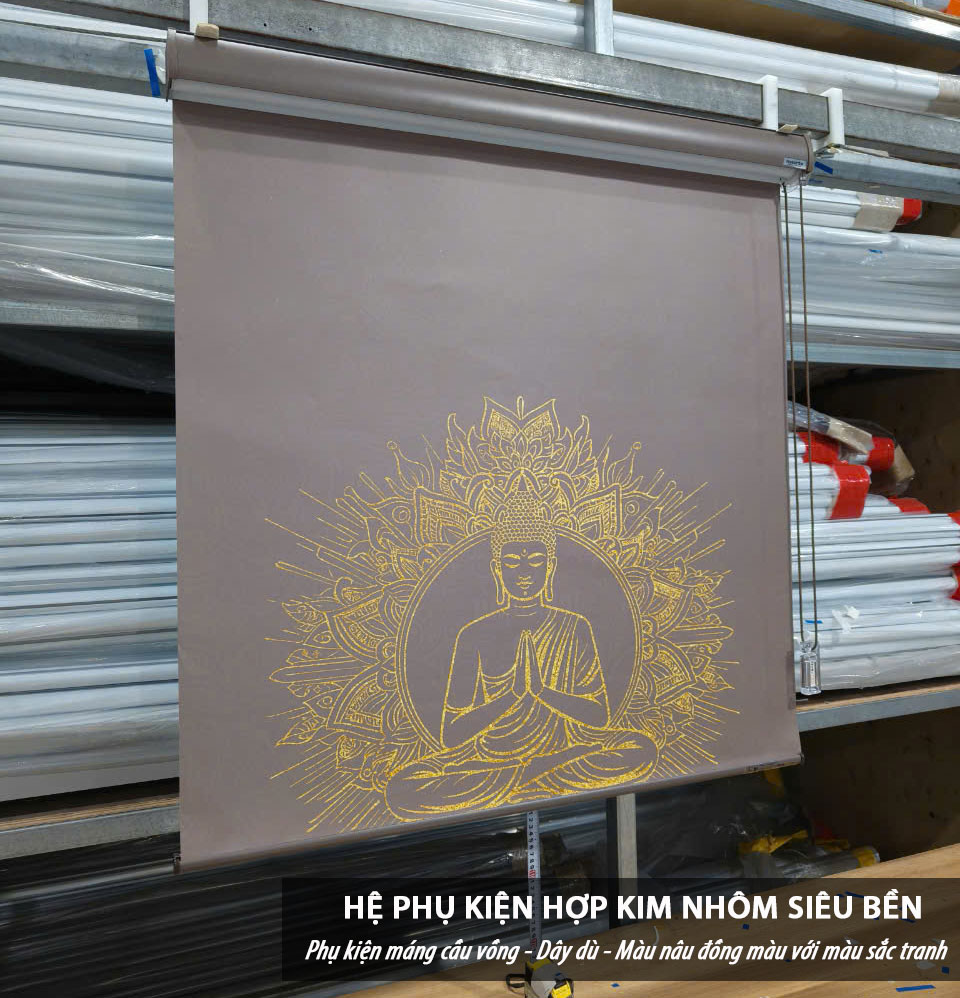 Rèm che ban thờ in họa tiết hoa sen che ban thờ – RCBT81 - Hình ảnh 5