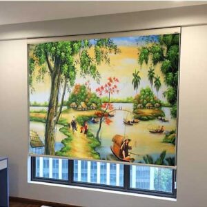 Rèm cuốn in tranh cản nắng 100% cho cửa sổ chung cư